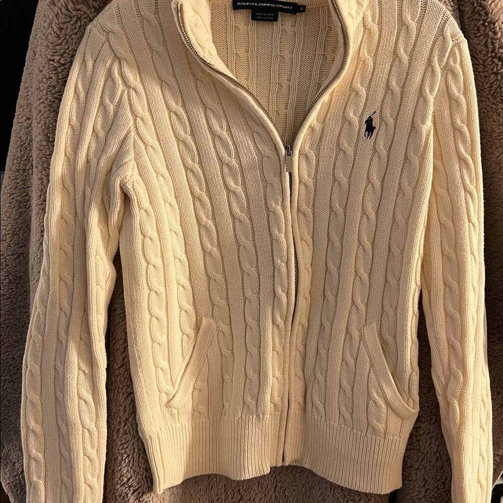 Size Medium Cream Ralph Lauren Zip Up Cardigan
